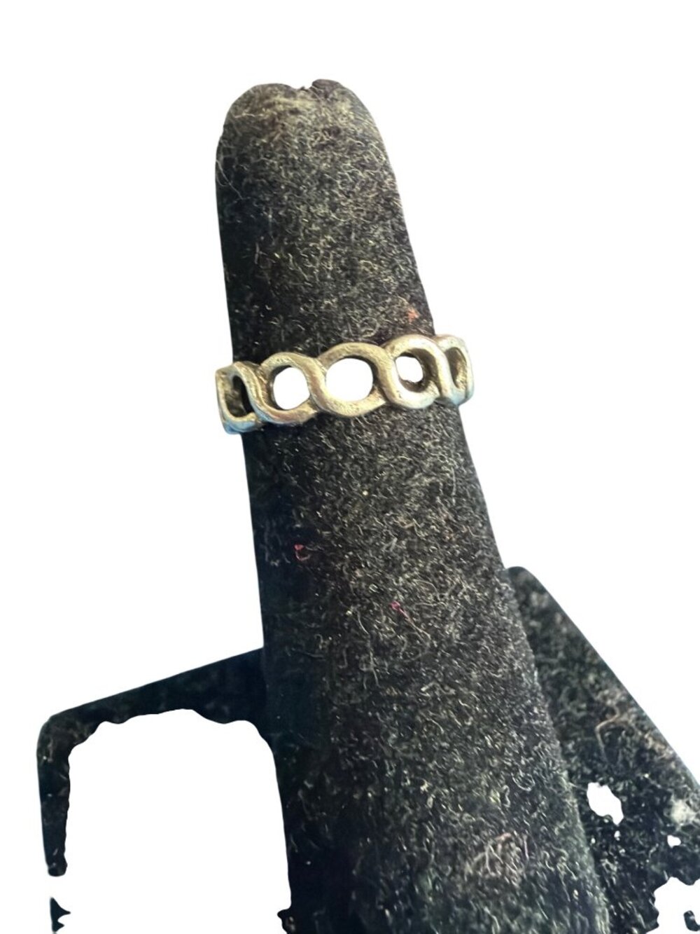 Chain Link Woven Band Ring Midi Openwork Silver Tone Stack Size 5